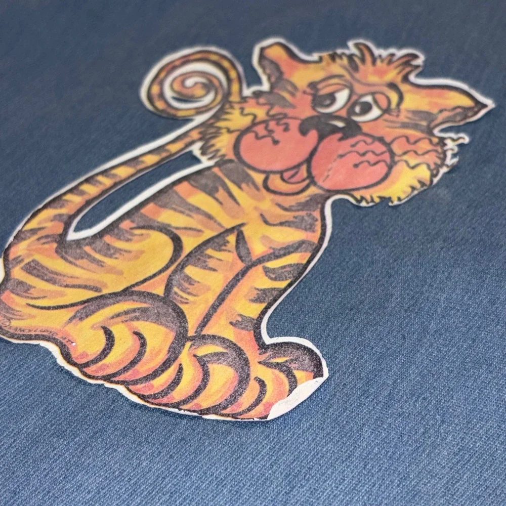 Vintage 1977 Nancy Lloyd Tiger Graphic Laundry Bag Blue Drawstring Storage Large